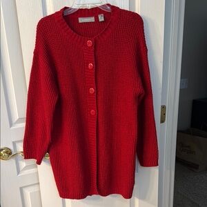 Liz Claiborne Red Cardigan Sweater XL